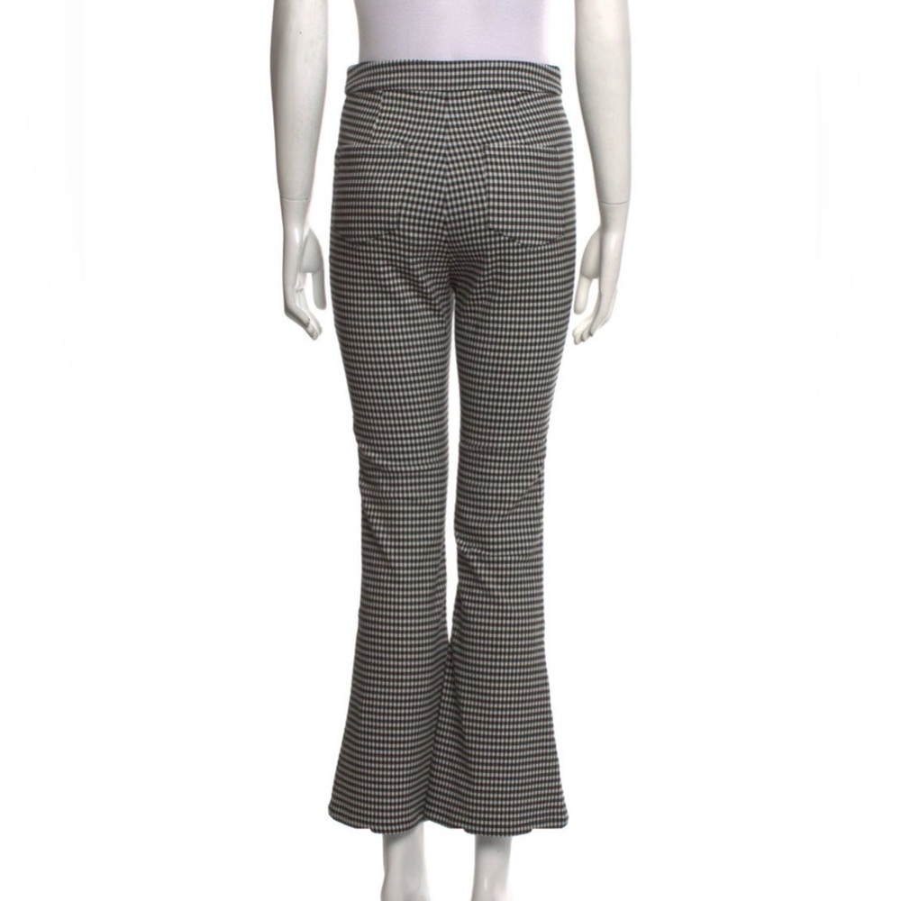 Sandy Liang Front Zip Flare Pants, Black and White Check, Size 10 - Picture 6 of 13